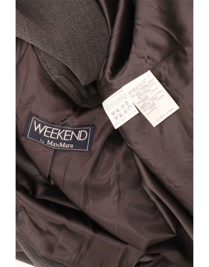 Max Mara Womens Weekend Blazer Jacket UK 16 Large Grey Chevron