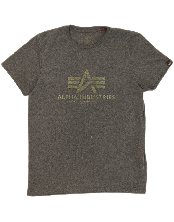 ALPHA INDUSTRIES Mens Graphic T-Shirt Top Small Grey Vintage Alpha Industries and Second-Hand Alpha Industries from Messina Hembry 