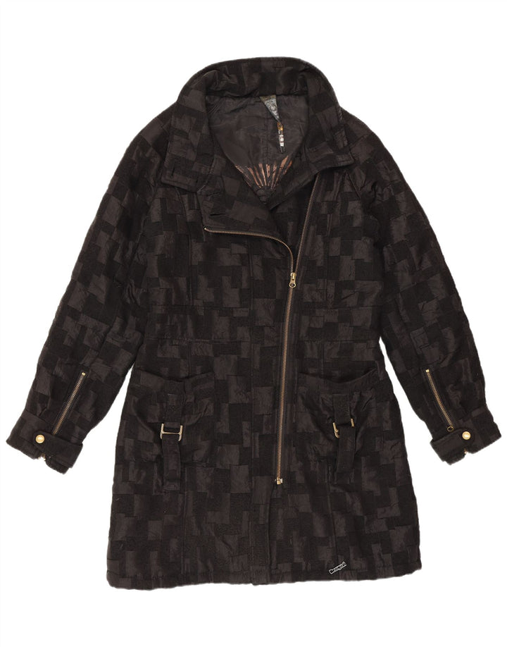 Desigual Damen-Windbreaker-Mantel, EU 40, mittelschwarz, geometrisch