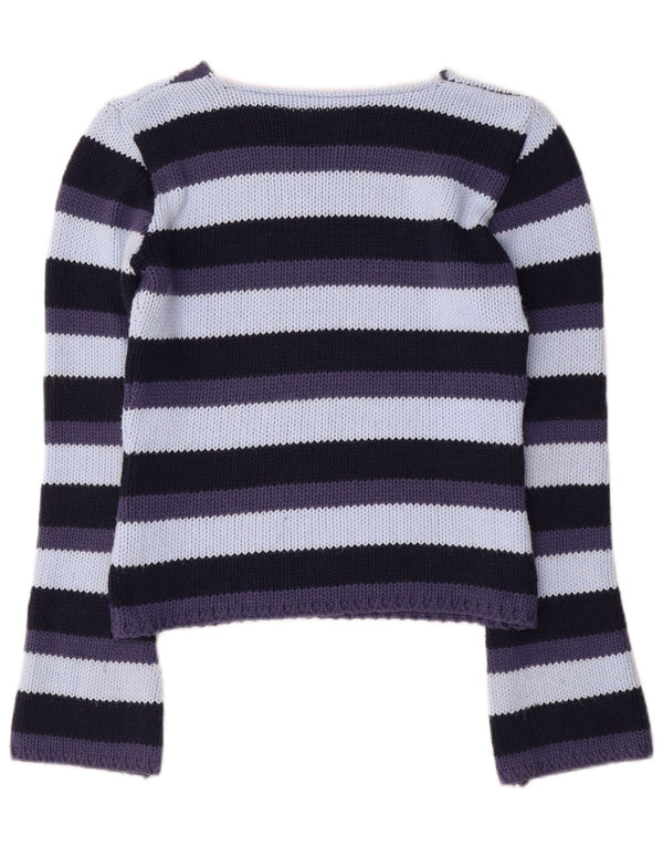 Vintage Womens V-Neck Jumper Sweater UK 12 Medium Multicoloured Striped