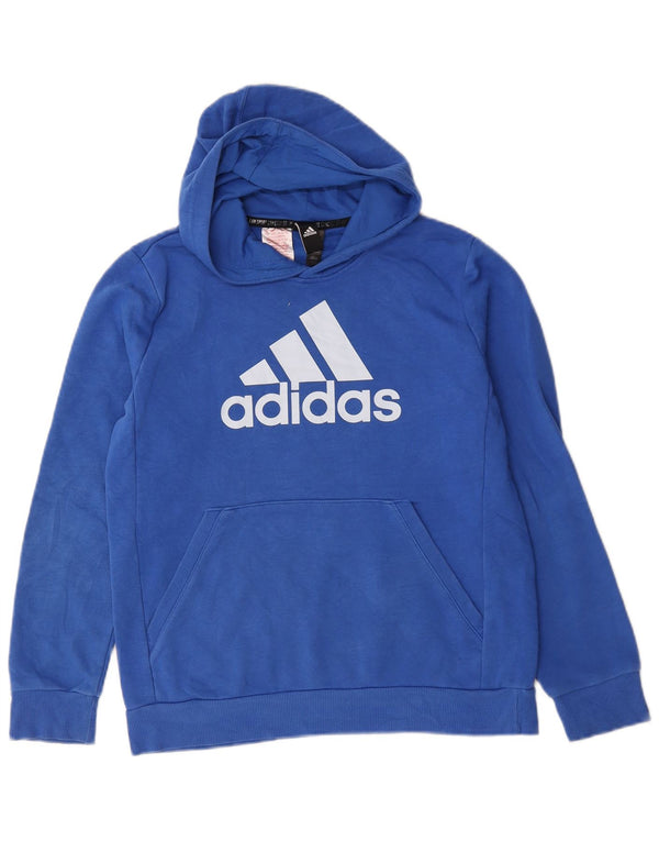 Camisola com capuz gráfico Adidas Boys 13-14 anos azul algodão