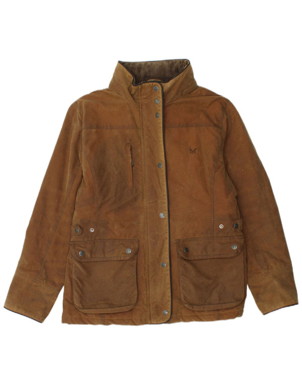 Crew Clothing Womens Tailored Fit Hooded Waxed Jacket UK 14 Large Brown