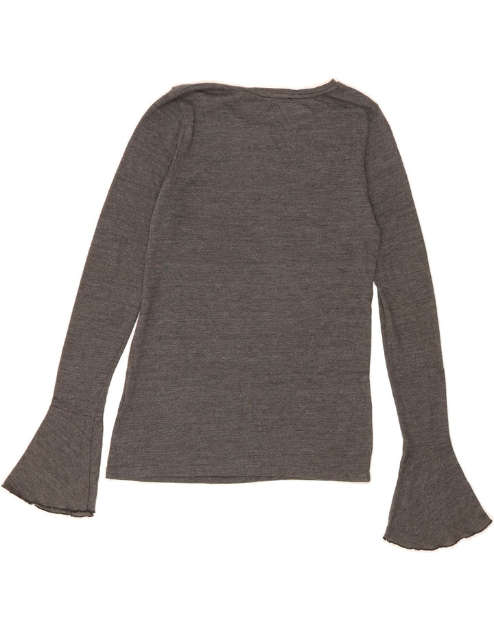 BENETTON Womens Top Long Sleeve UK 10 Small Grey Viscose Vintage Benetton and Second-Hand Benetton from Messina Hembry 