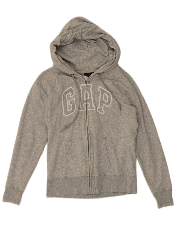 Gap Womens Graphic Zip Hoodie Sweater UK 8 Small Grey Flecked
