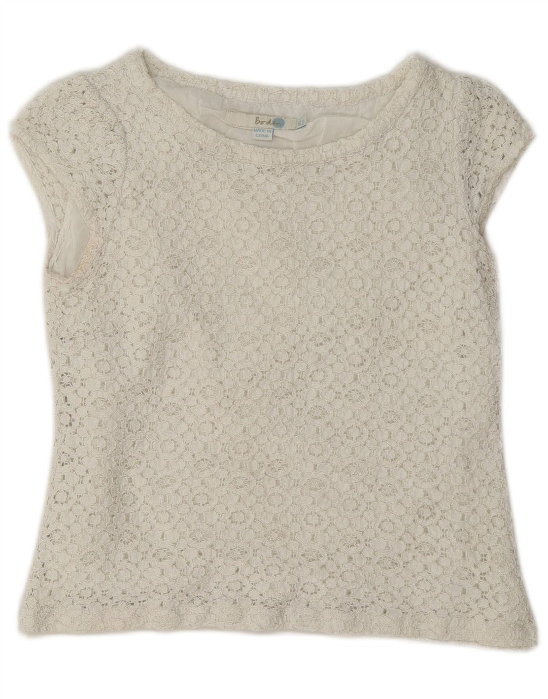 Boden Womens Crop Lace Blouse Top UK 8 Small White