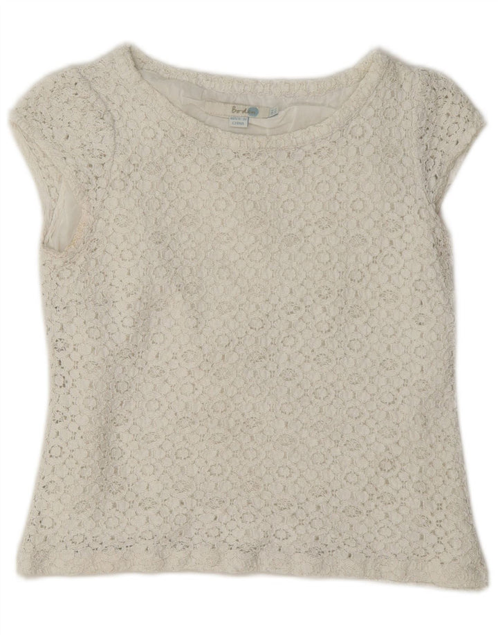 Boden Womens Crop Lace Blouse Top UK 8 Small White