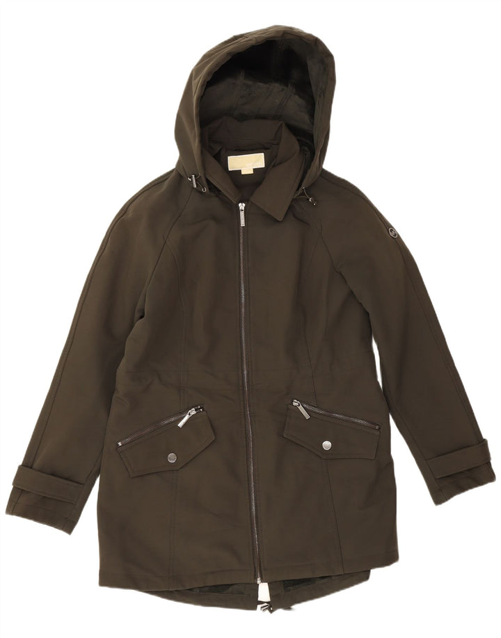 Michael Kors Womens Hooded Parka Jacket UK 14 Medium Khaki Polyester