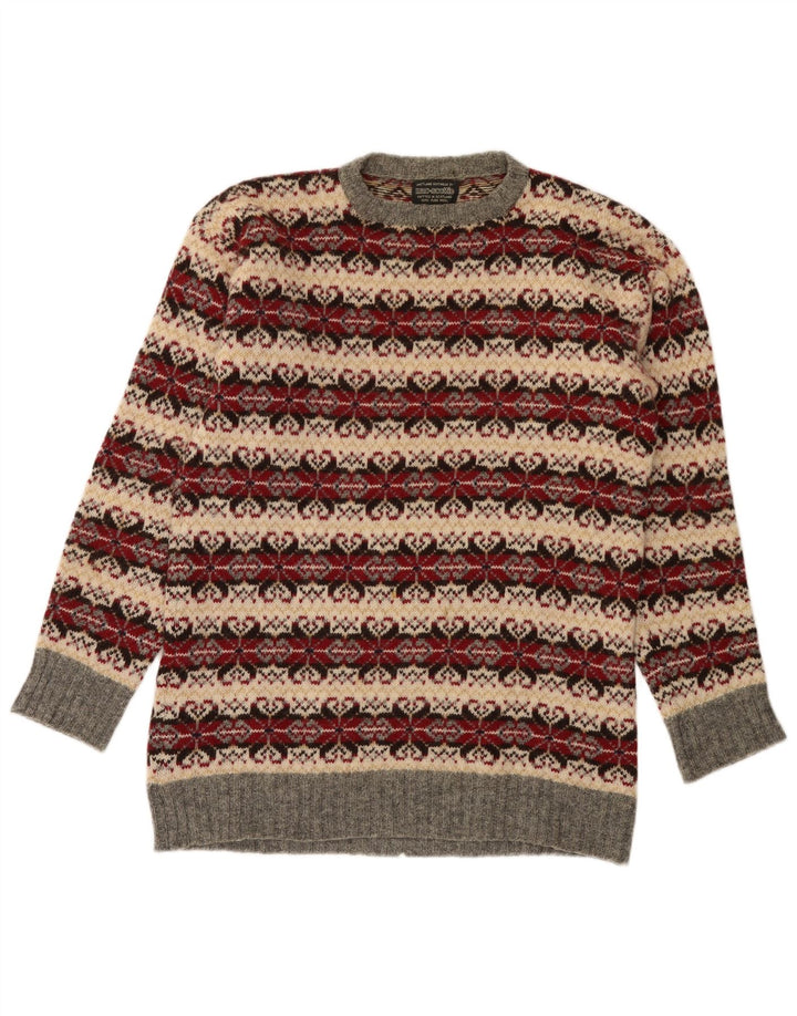 Vintage Mens Crew Neck Jumper Sweater Medium Multicoloured Classic
