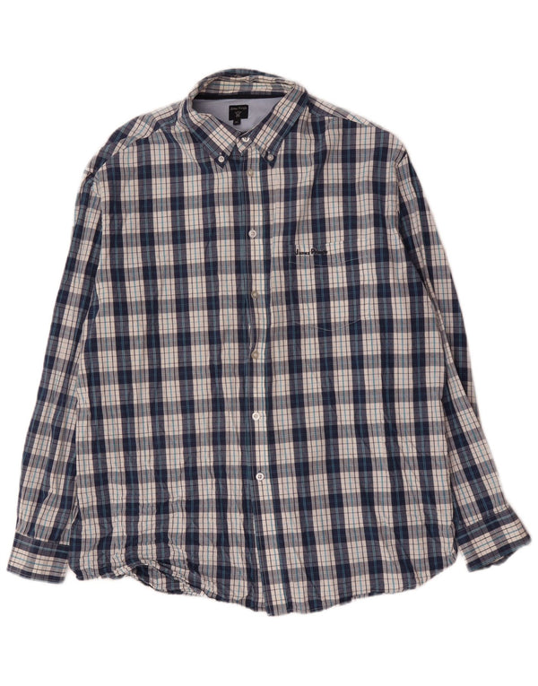 James Pringle Herrenhemd XL, blau kariert, Baumwolle