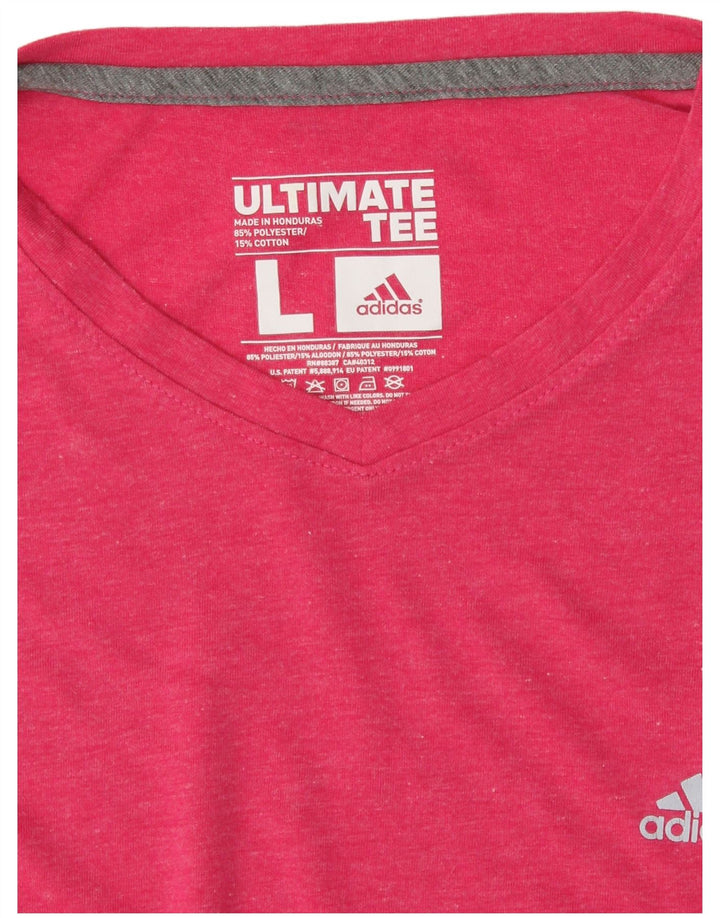 ADIDAS Womens T-Shirt Top UK 16 Large Pink Polyester