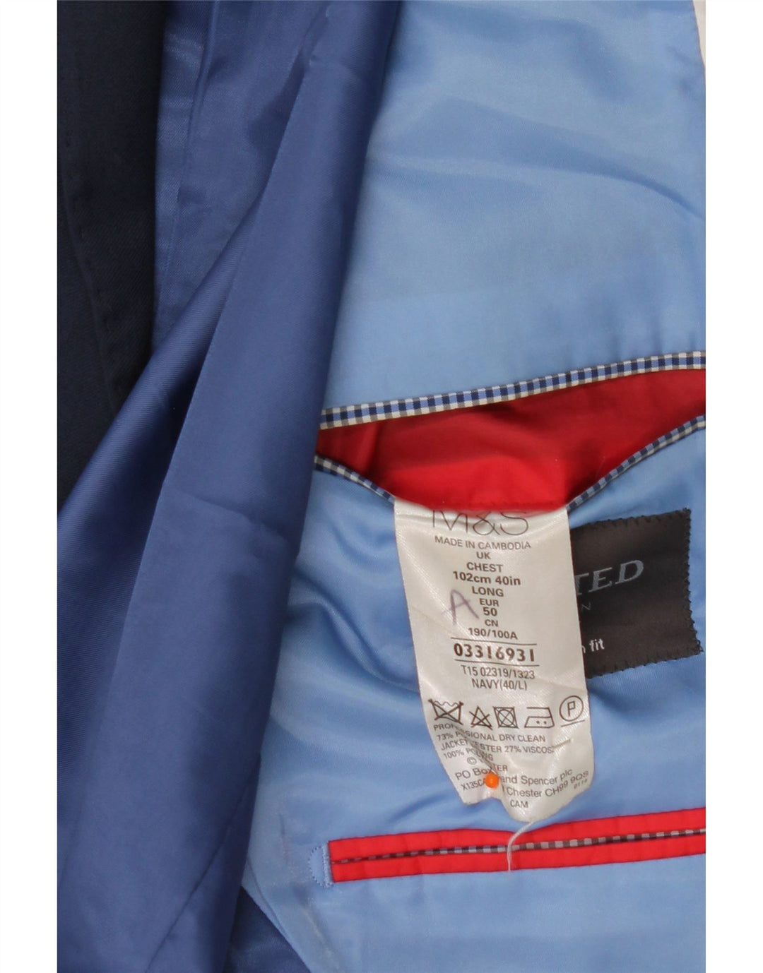 Jachetă pentru bărbați Marks & Spencer, cu 2 nasturi, UK 40 Medium Bleumarin