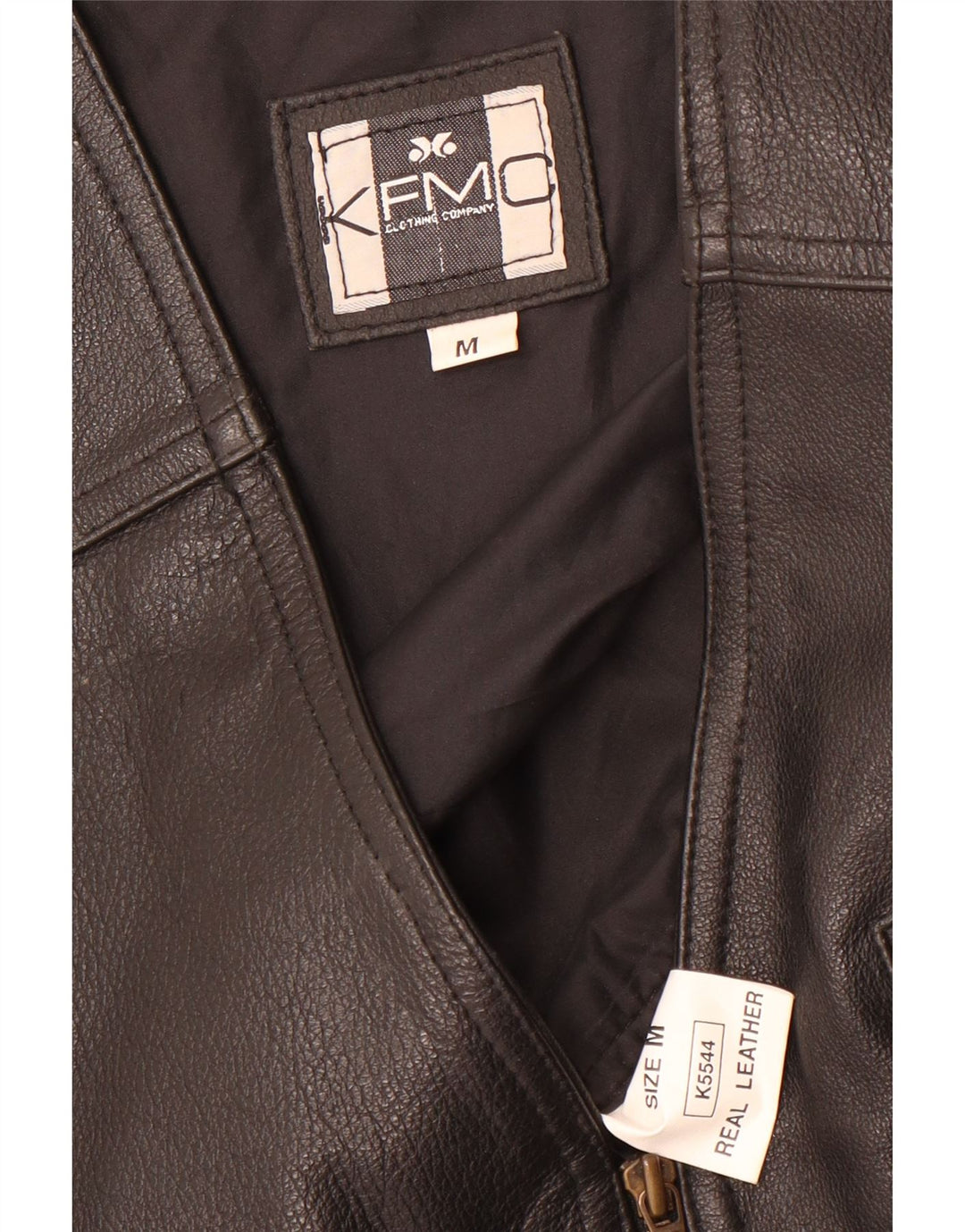 vintage Mens Regular Gilet en cuir Cuir noir moyen