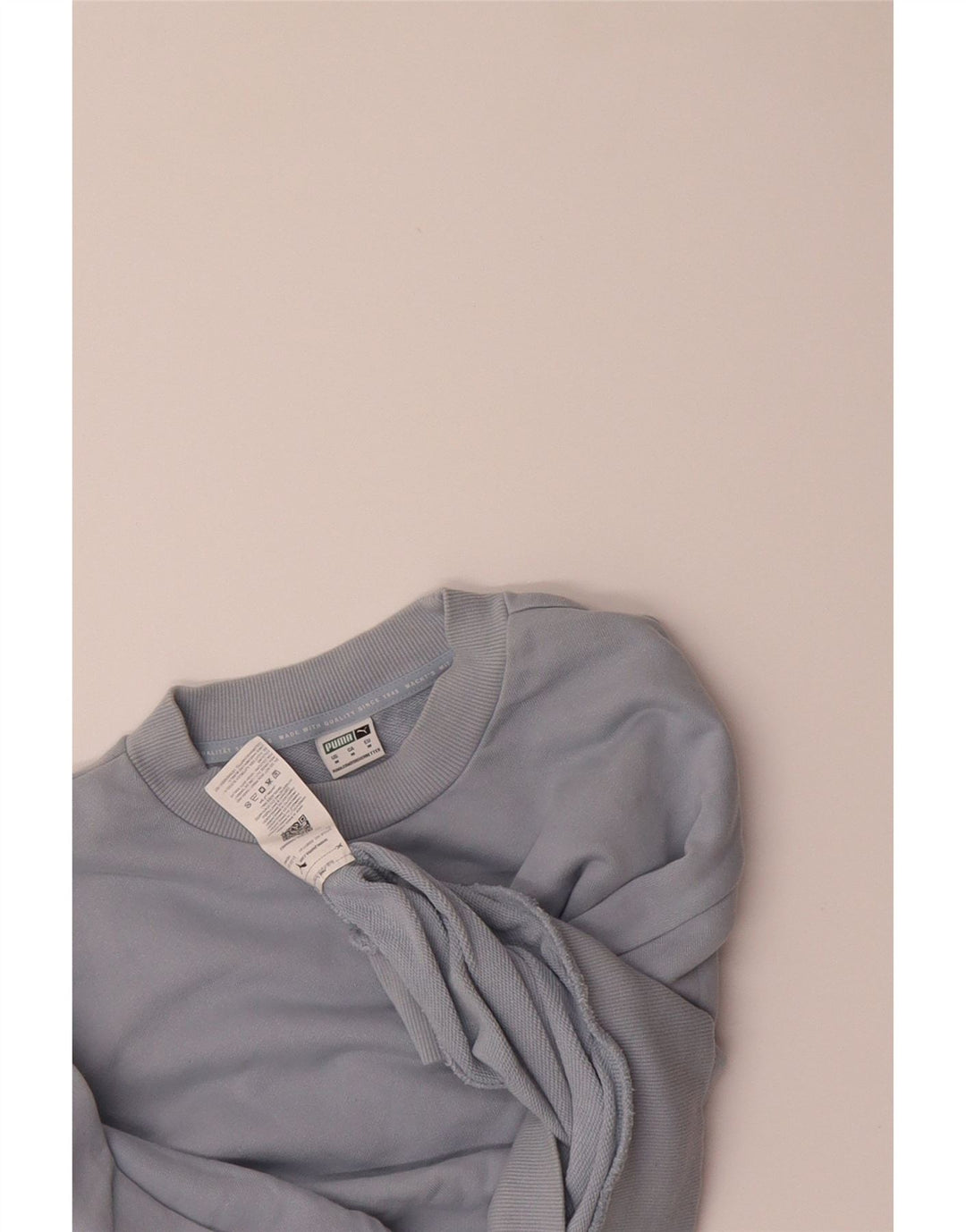 PUMA Womens Crop Sweatshirt Jumper UK 14 Medium Blue Cotton Vintage Puma and Second-Hand Puma from Messina Hembry 