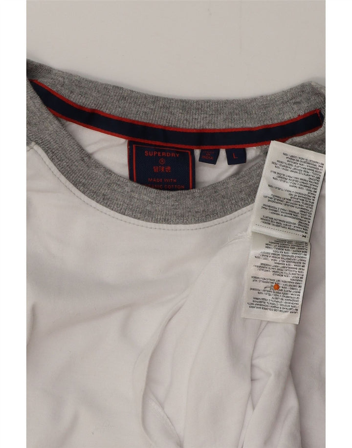 SUPERDRY Herre Top Langærmet Stor hvid Colourblock Bomuld