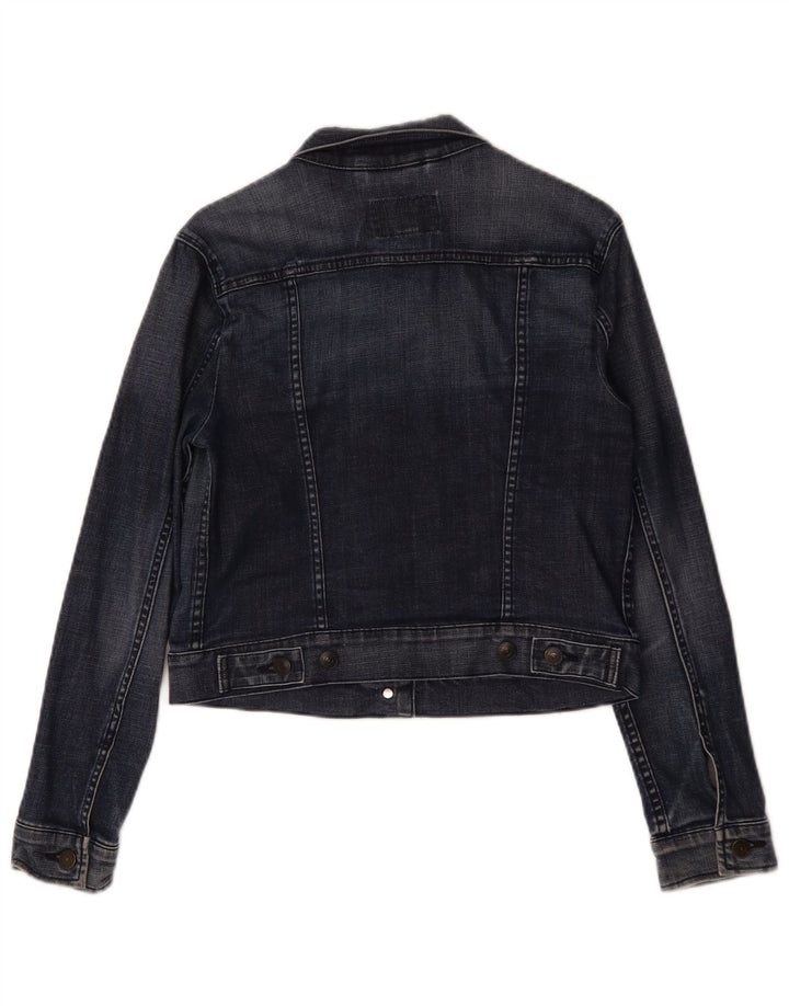 Levi's Veste en Jean Crop Femme UK 12 Bleu Marine Moyen Coton