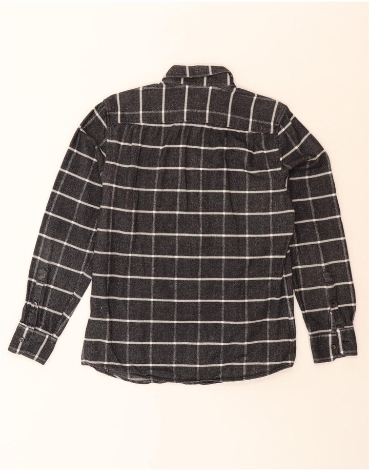 REISS Womens Flannel Shirt UK 14 Medium Grey Check Cotton