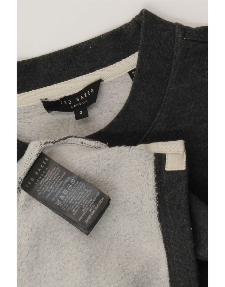 Ted Baker Herre Kortærmet Loose Fit Sweatshirt Jumper Størrelse 2 Lille Grå