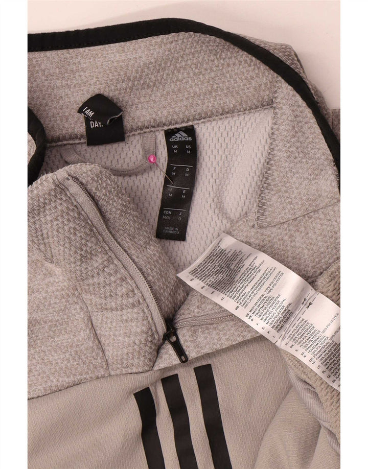 Adidas Mens Climawarm Zip Neck Pullover Tracksuit Top Medium Grey Polyester