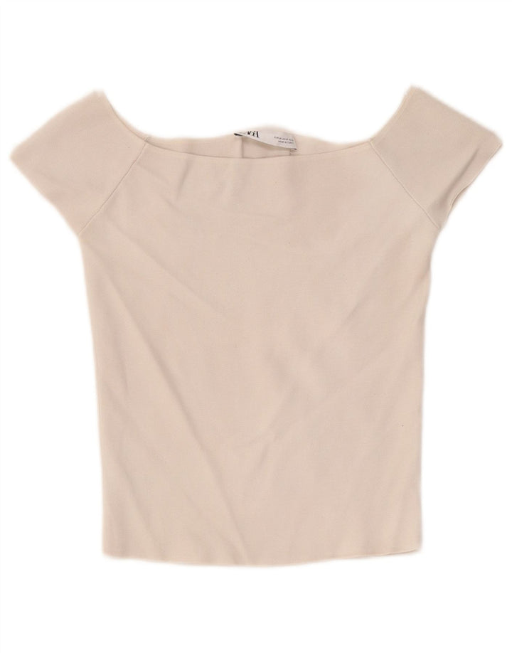 Zara Dame Off Shoulder Top UK 12 Medium White