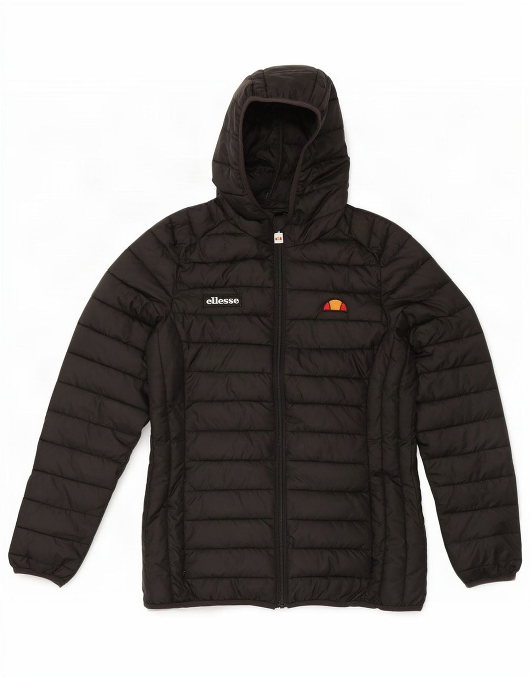Ellesse Womens Hooded Wattierte Jacke UK 14 Large Schwarz Polyester