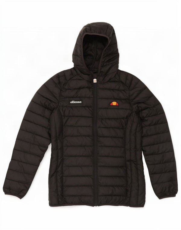 Ellesse Veste matelassée à capuche pour femme UK 14 Large Noir Polyester