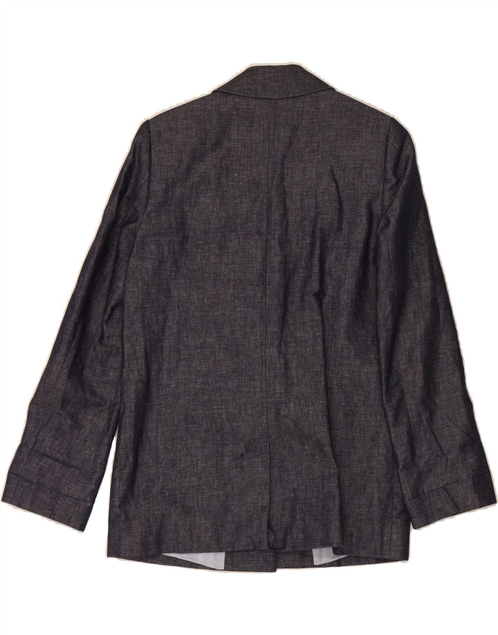 JAEGER Womens 1 Button Blazer Jacket UK 8 Small Navy Blue Cotton Vintage Jaeger and Second-Hand Jaeger from Messina Hembry 