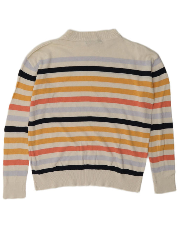 Marks & Spencer Womens Crew Neck Jumper Sweater UK 6 XS Off White Striped