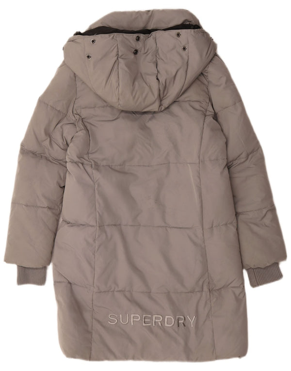 Superdry Womens Oversized Graphic Hooded Padded Coat UK 10 Small Grey