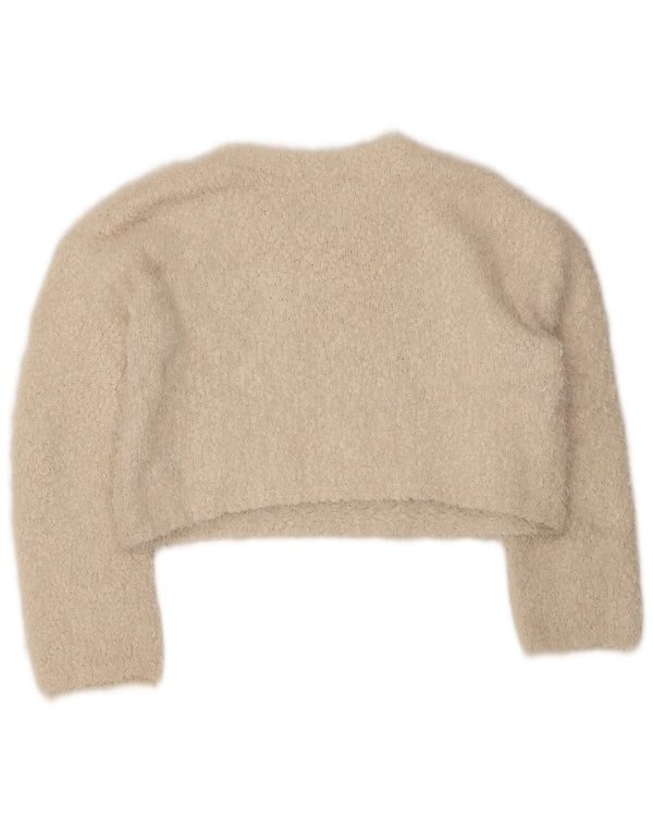 Maglione corto con scollo a barca da donna Zara UK 14 Poliestere beige medio