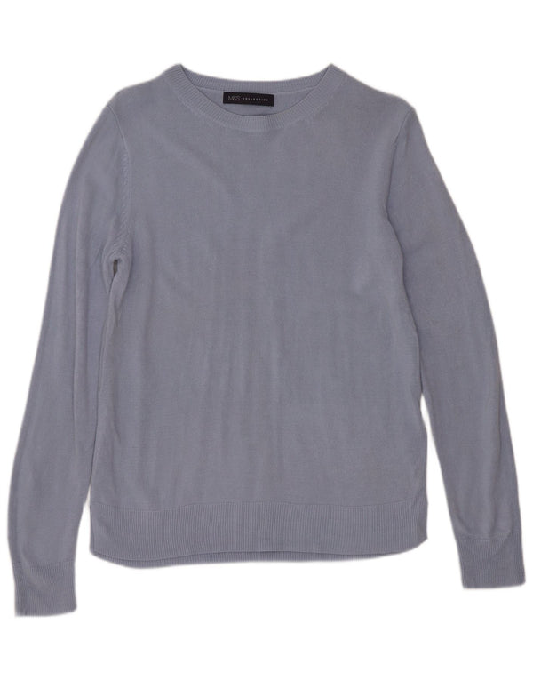 Marks & Spencer Womens Crew Neck Jumper Sweater UK 10 Small Blue Acrylic