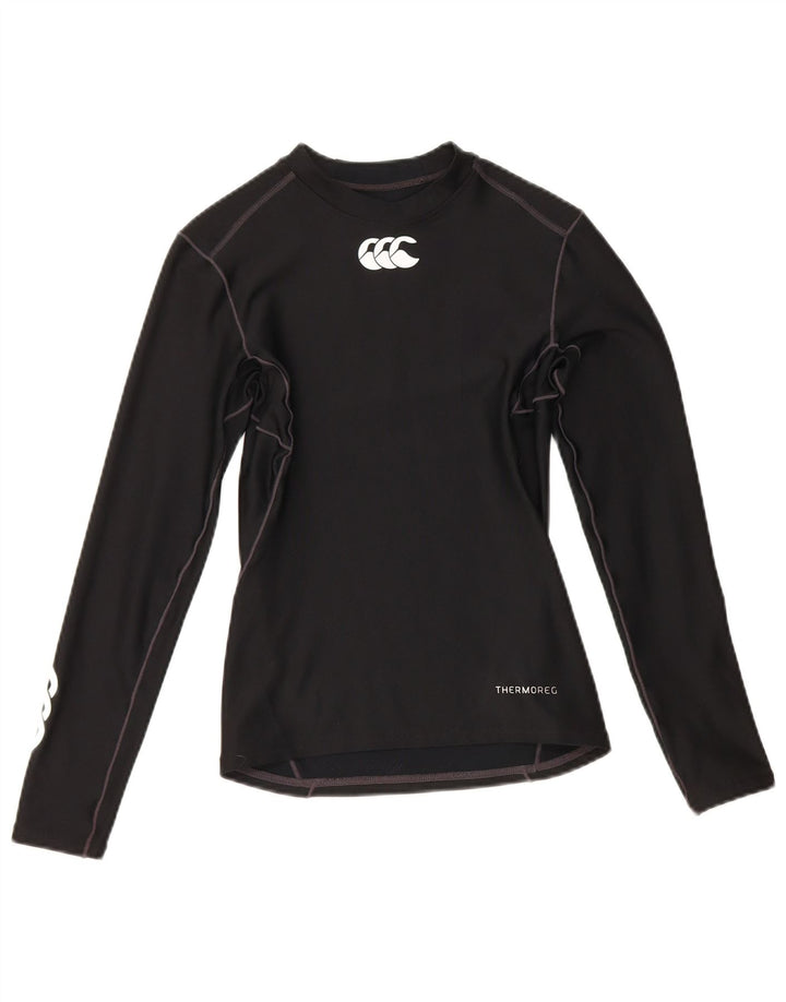 Top grafico da donna a maniche lunghe Canterbury UK 14 grande poliestere nero