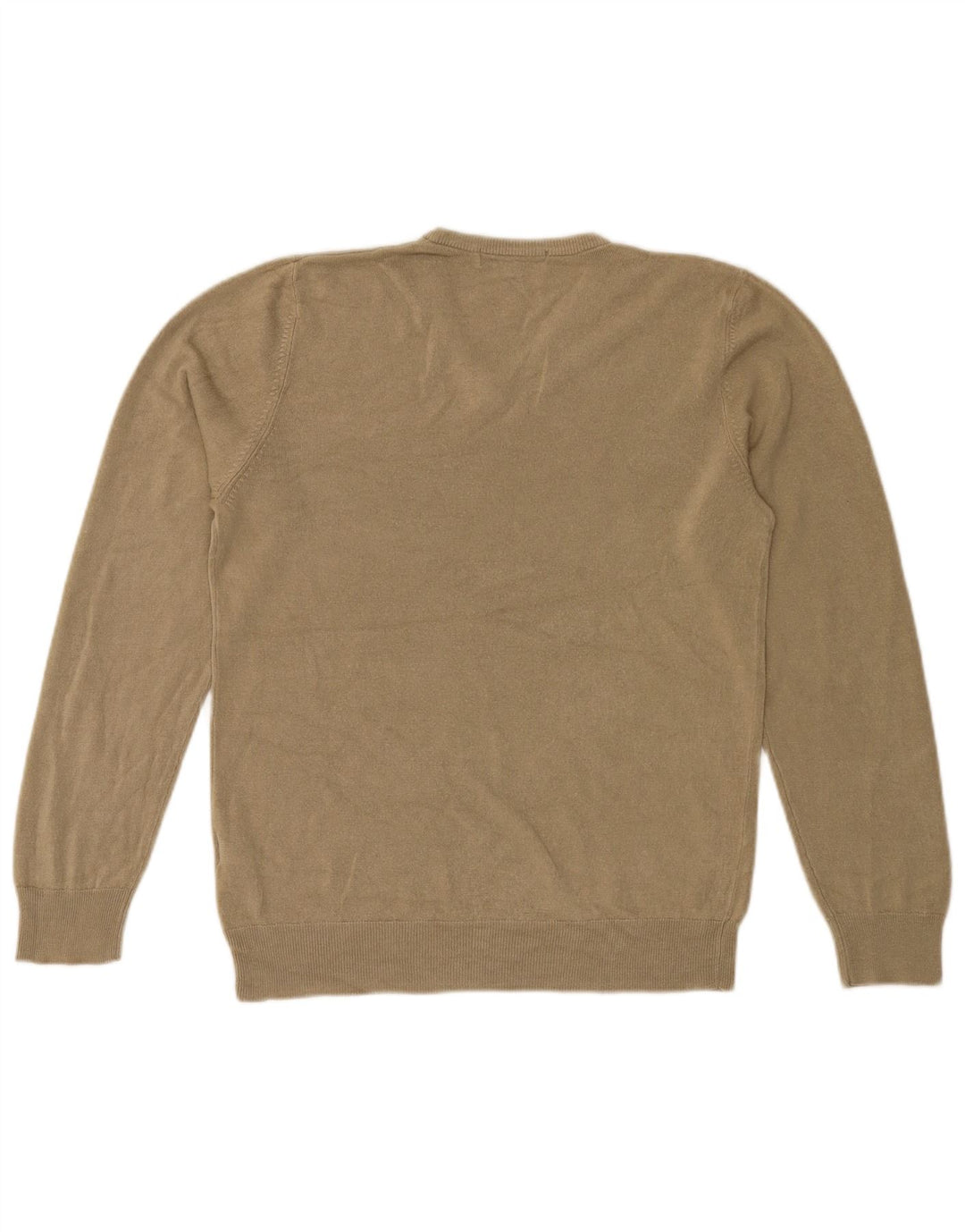 Marks & Spencer Mens V-Neck Jumper Sweater Medium Beige Acrylic