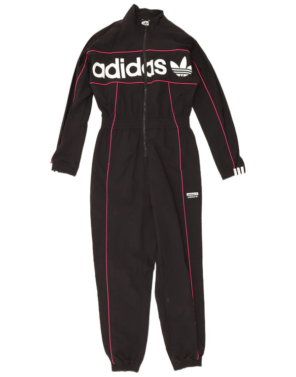 Tuta grafica a maniche lunghe da donna Adidas UK 6 XS nera in poliammide