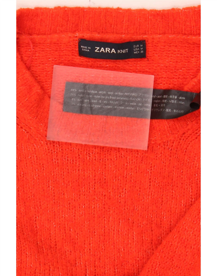 Zara Womens Longline Oversized Crew Neck Jumper Sweater UK 14 Medium Red
