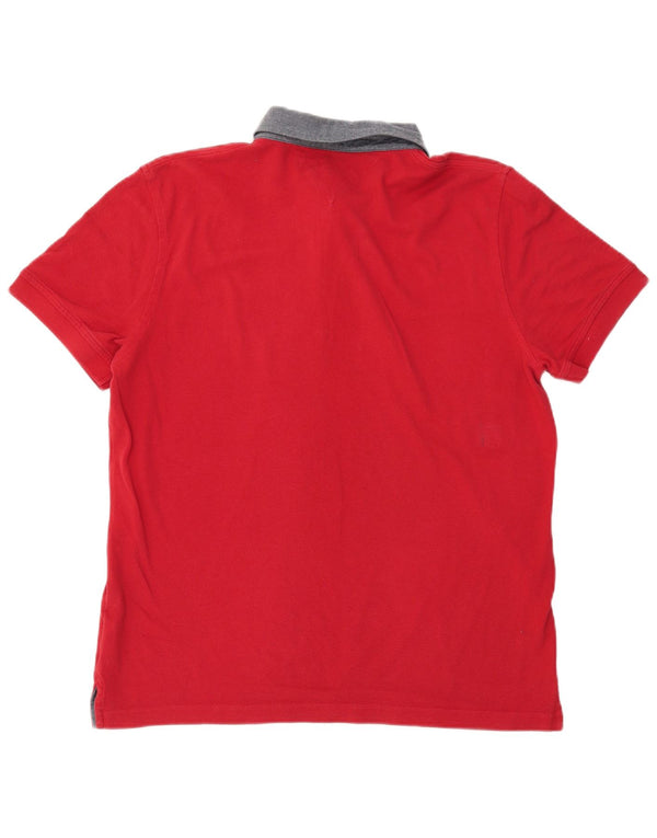 Tommy Hilfiger Mens Rugby Polo Shirt Large Red Cotton