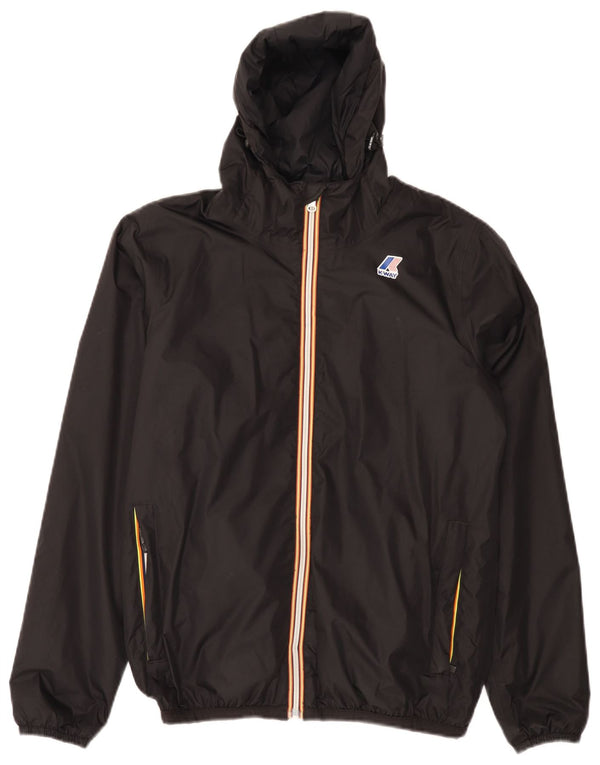 K-Way Womens Hooded Oversized Rain Jacket UK 10 Small Black Polyamide