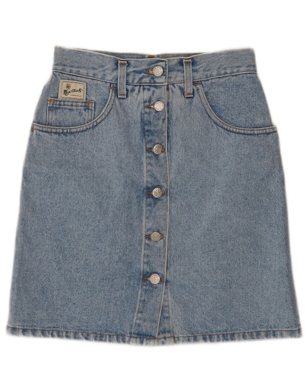 Gonna di jeans vintage da donna IT 40 piccola W25 in cotone blu
