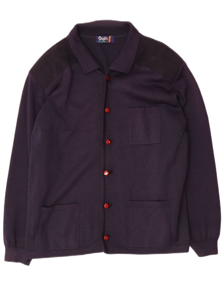 Vintage Herren Cardigan Pullover Groß Marineblau