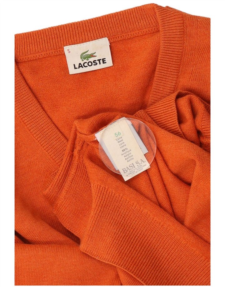 Lacoste Herre V-hals sweater str. 6 Large Orange Uld