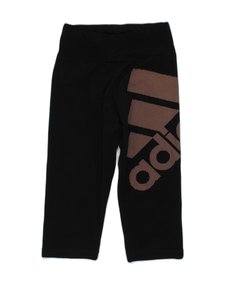 ADIDAS Girls Climalite Graphic Tracksuit Trousers 9-10 Years Black | Vintage Adidas | Thrift | Second-Hand Adidas | Used Clothing | Messina Hembry 