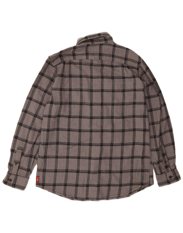 Wrangler Flanelskjorte til mænd mellemgrå ternet bomuld