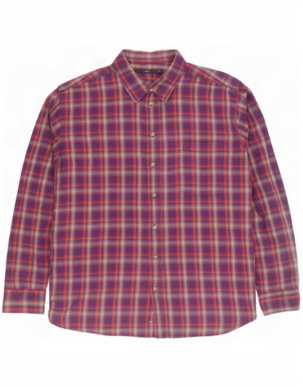 Camicia in flanella da uomo Lee 2XL cotone a quadri viola