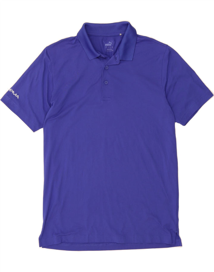 PUMA Mens Graphic Polo Shirt Medium Blue Polyester Vintage Puma and Second-Hand Puma from Messina Hembry 