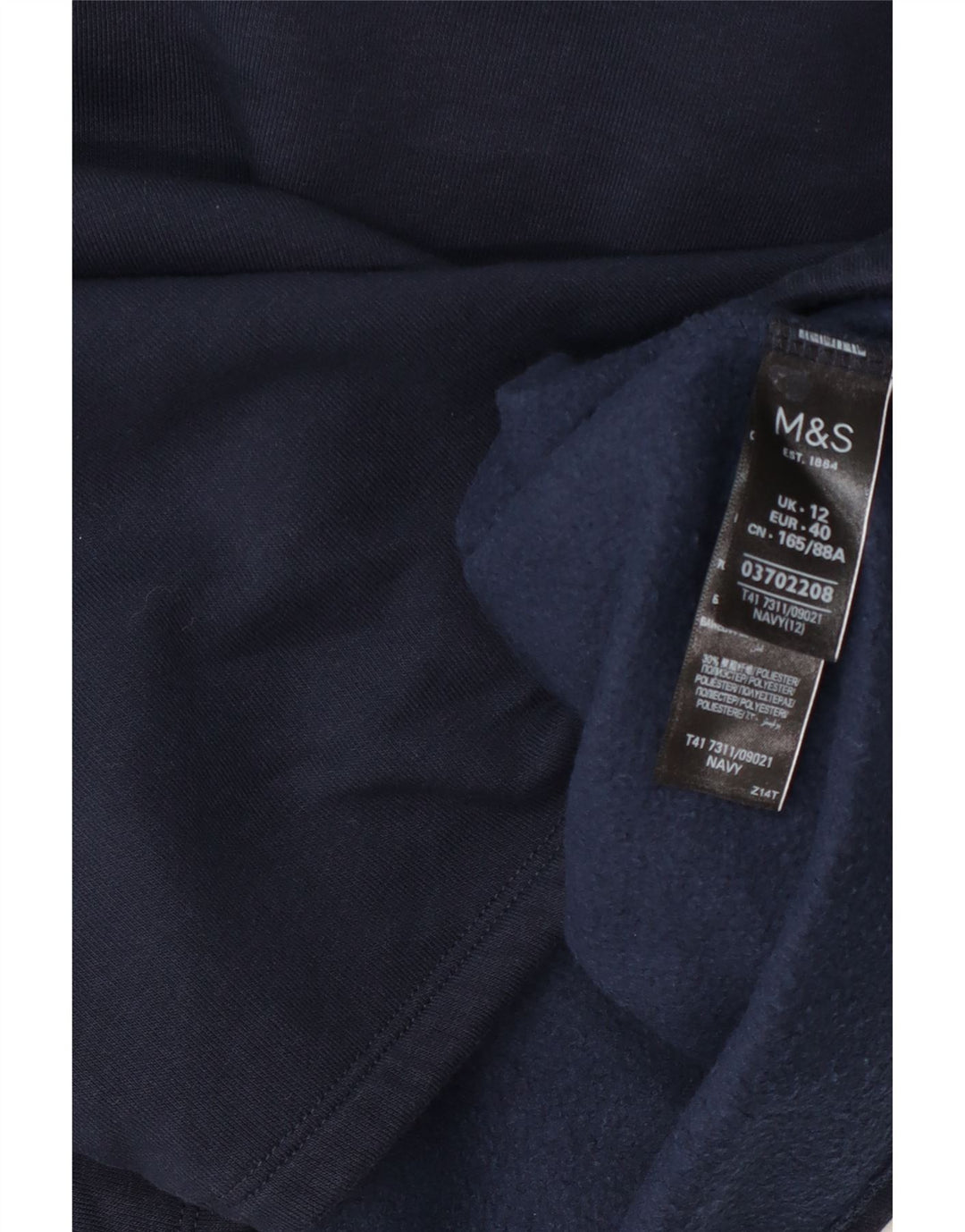 Marks & Spencer Womens Sweatshirt Jumper UK 12 Medium Navy Blue Cotton