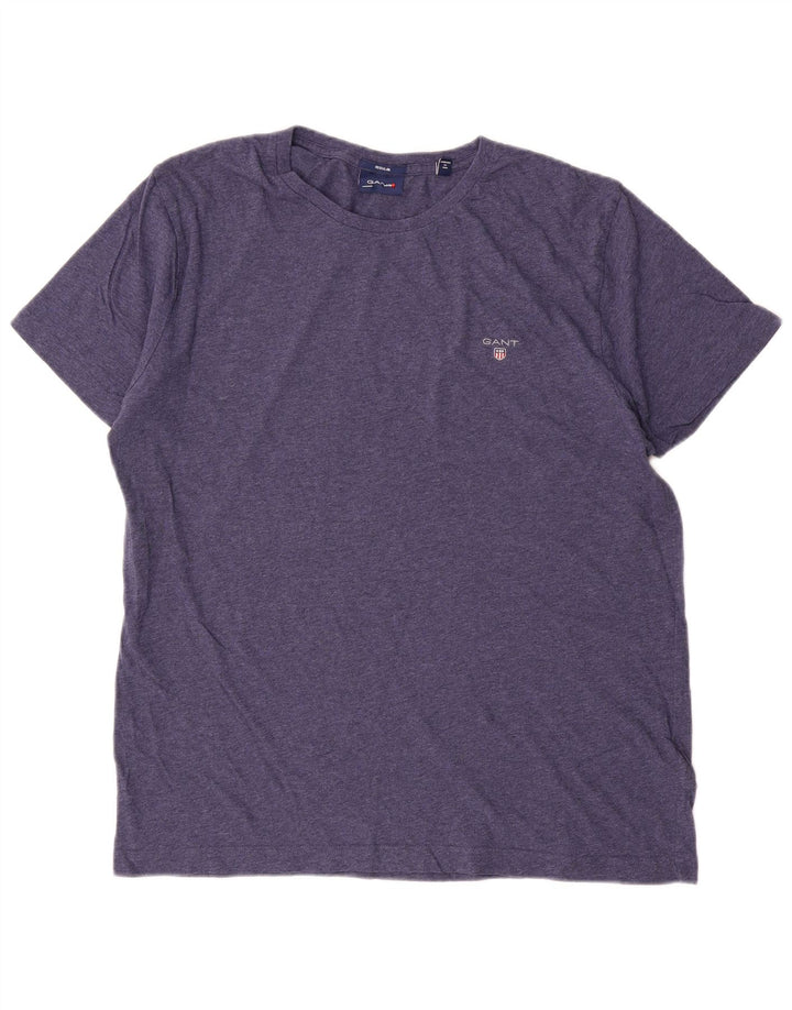 Gant Mens Regular T-Shirt Top Large Navy Blue Flecked Cotton