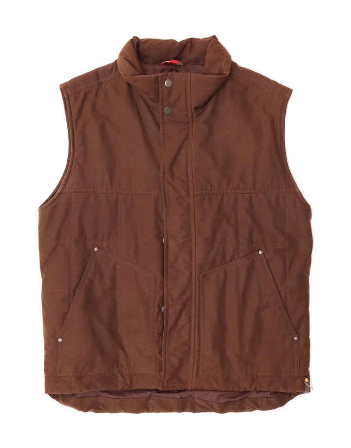 TRUSSARDI Mens Padded Gilet IT 48 Medium Brown Cotton Vintage Trussardi and Second-Hand Trussardi from Messina Hembry 