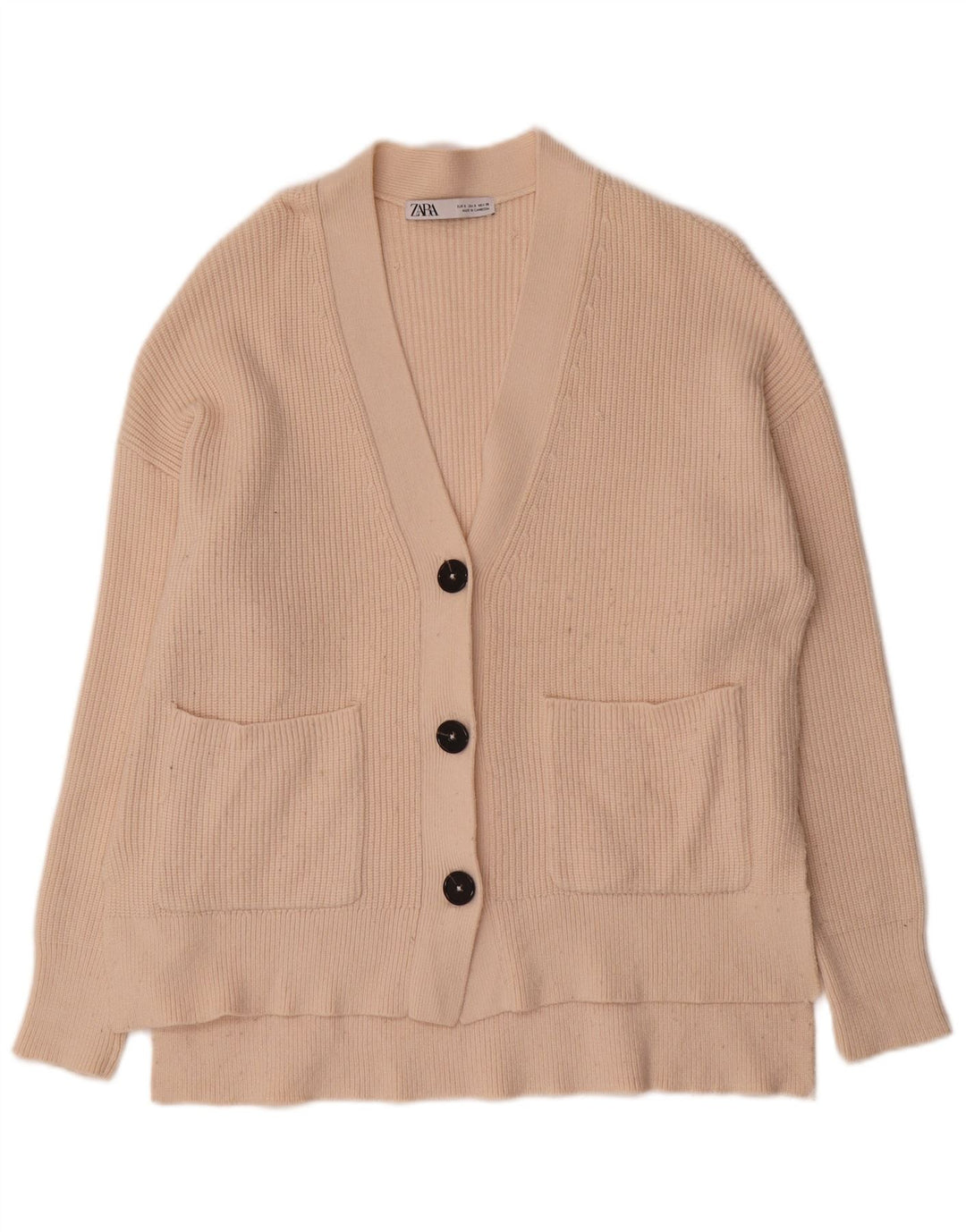 Zara Dame Oversized Cardigan Sweater UK 10 Small Beige