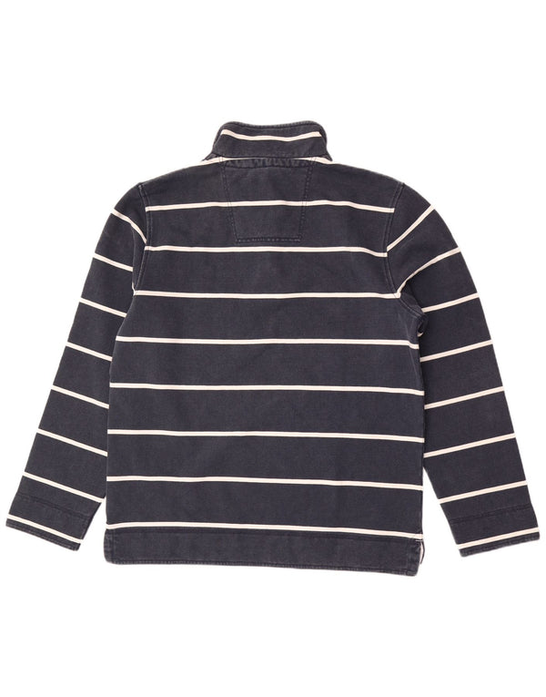 Crew Clothing Mens Zip Neck Sweatshirt Jumper Large Navy Blue Striped