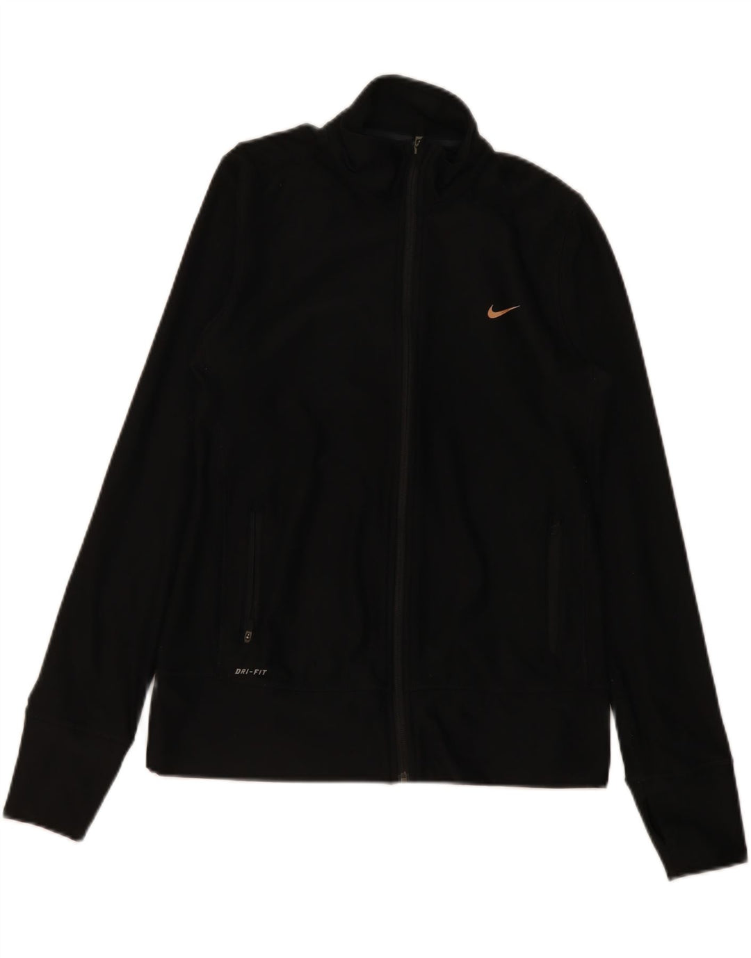 NIKE Womens Dri Fit Tracksuit Top Jacket UK 14 Medium Black Polyester Vintage Nike and Second-Hand Nike from Messina Hembry 