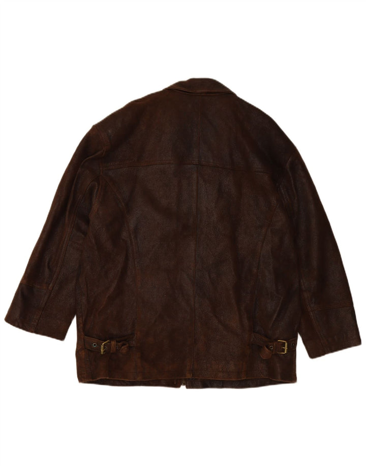 Giacca in pelle da uomo VINTAGE UK 40 grande in pelle marrone